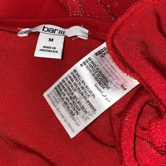 Bar lll Holiday Party Cherry On Top Red With Metallic Silver Stitch Halter Top - Picture 10 of 14